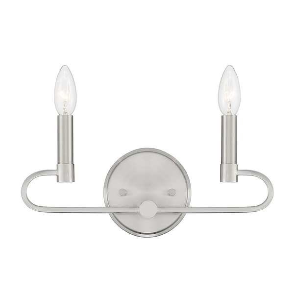 Designers Fountain Summit 14in 2-Light Brushed Nickel Modern Indoor Vanity Light with Candelabra-Style Curves D269C-2B-BN - main